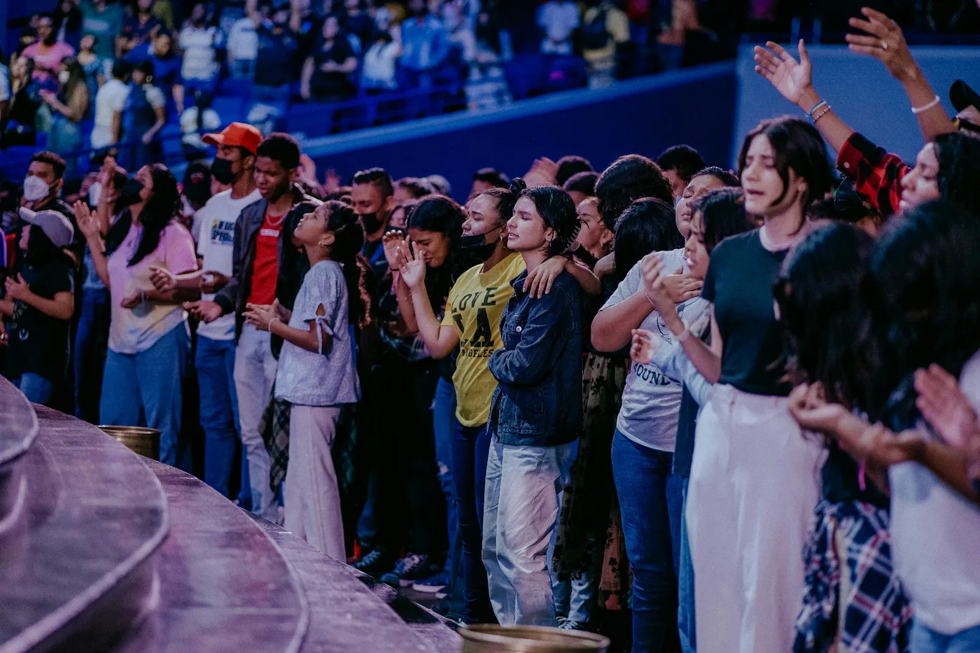Christ Chapel sanctuary with a contemporary congregation gathered for service